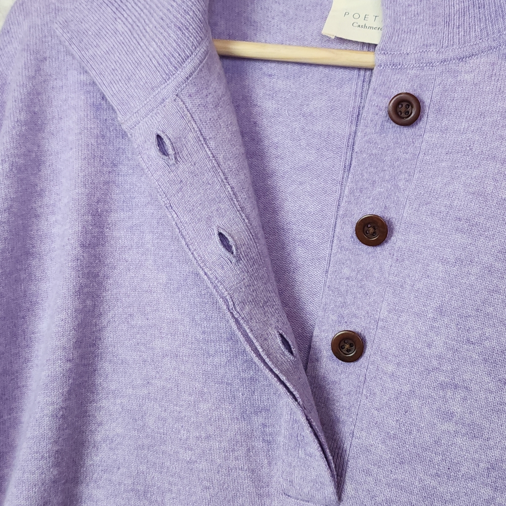 Poetry 100% Cashmere Purple Lavender Collared Sweater Women's Size UK 18 US 14 - Picture 9 of 11